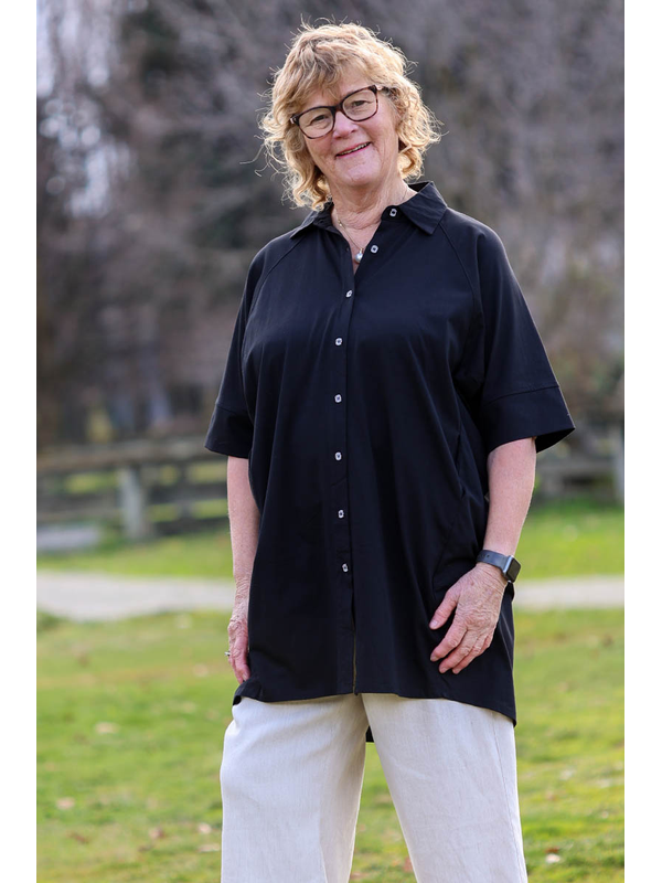 White On Black Long Overshirt