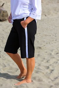 White on Black Shorts with Stripe
