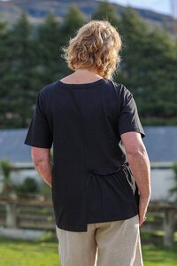 White On Black Half Gather Sleeve Top