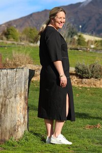White On Black Topstitched Dress