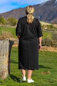 White On Black Topstitched Dress