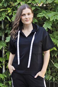 White On Black Short Sleeve Hoodie