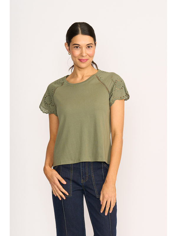 Memo Broderie Sleeve Tee