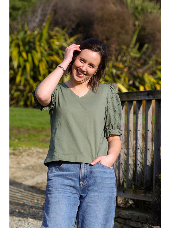 Esplanade Contrast Sleeves Top