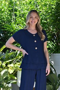 La Mode 3 Button Layered Top
