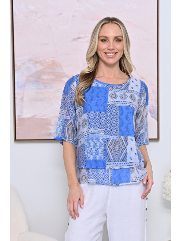 La Mode Double Layer Patchwork Top