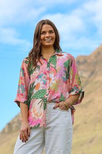 Democracy Sofia Printed Tie Side Shirt