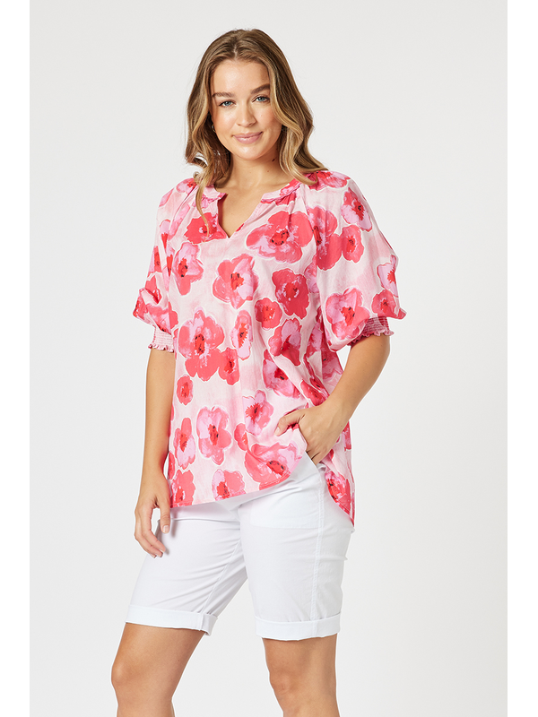 Threadz Pink Poppies Top