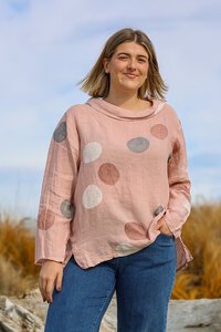 Wednesday Lulu Button Neck Circle Top