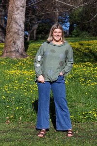 Wednesday Lulu Button Neck Circle Top