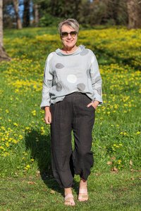Wednesday Lulu Button Neck Circle Top