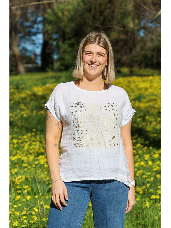 Wednesday Lulu Foil Animal Print Top