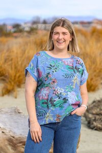 Wednesday Lulu Garden Floral Linen Top