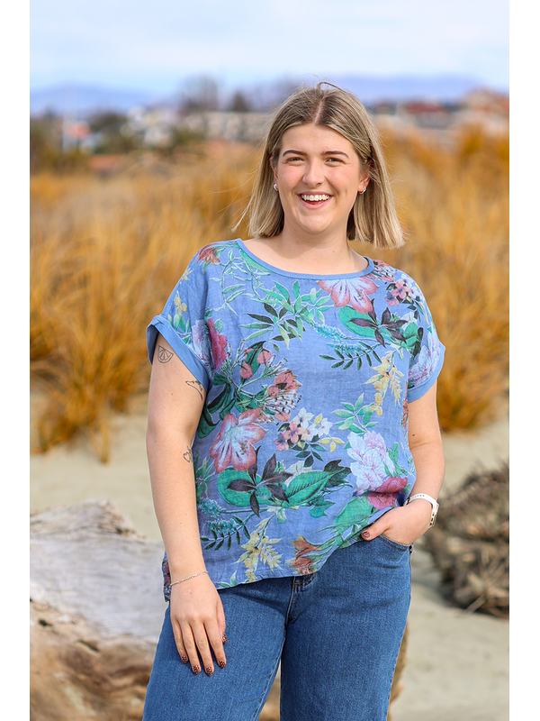 Wednesday Lulu Garden Floral Linen Top