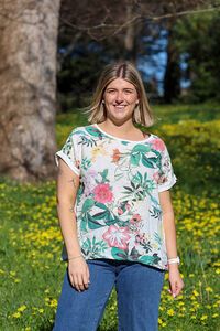 Wednesday Lulu Garden Floral Linen Top