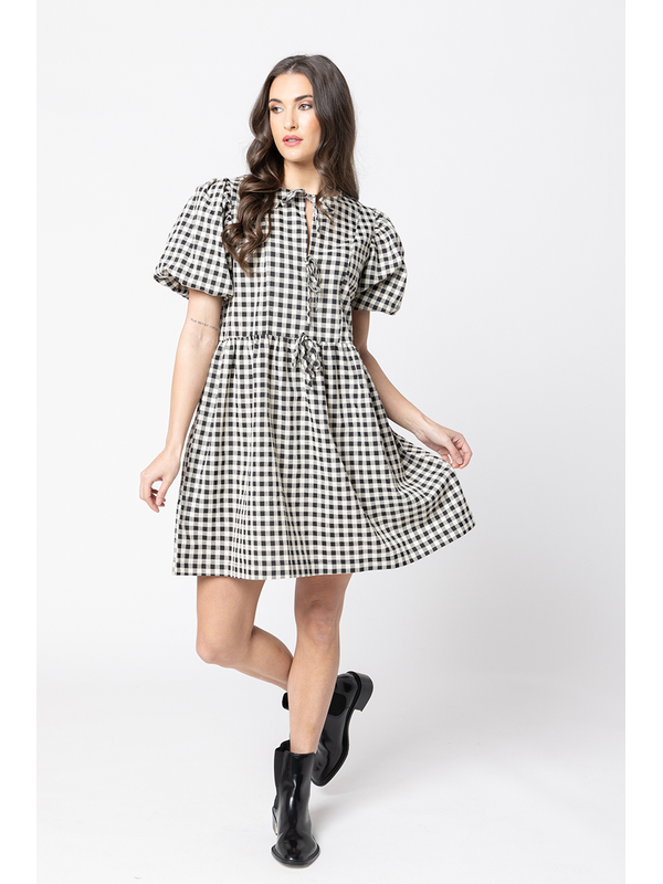 Leila + Luca Belle Bow Check Dress