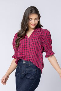 Seeking Lola Relaxed Butterfly Check Top
