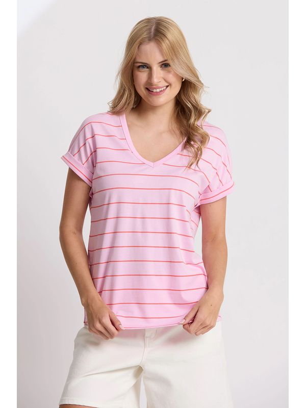 Stella + Gemma Soho Cuff Stripe V Tee