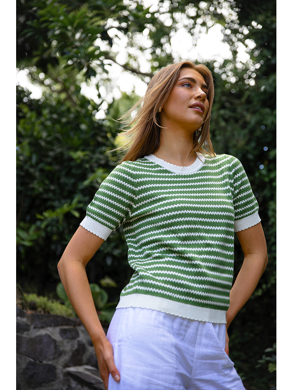 Stella + Gemma Charly Green Stripe Top
