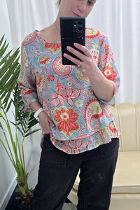 La Mode Layered Paisley Top