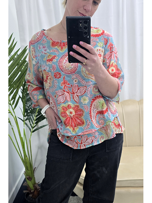 La Mode Layered Paisley Top