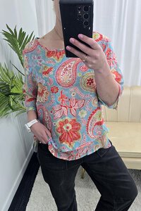 La Mode Layered Paisley Top