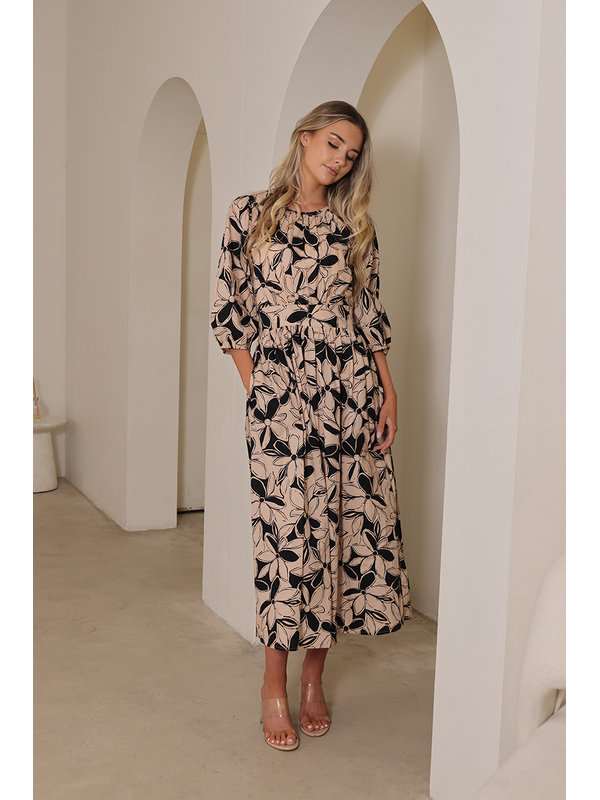 Fria The Label Flower Balloon Midi Dress