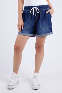 Elm Emma Relaxed Denim Short Dark Blue Wash