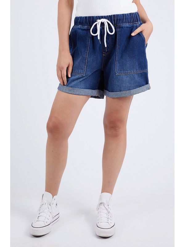 Elm Emma Relaxed Denim Short Dark Blue Wash