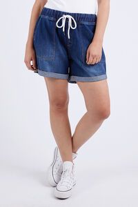 Elm Emma Relaxed Denim Short Dark Blue Wash
