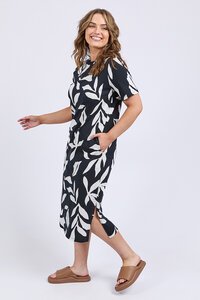 Elm Mimosa Tee Dress Black Yardage Print