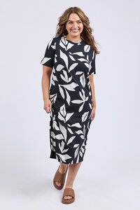 Elm Mimosa Tee Dress Black Yardage Print