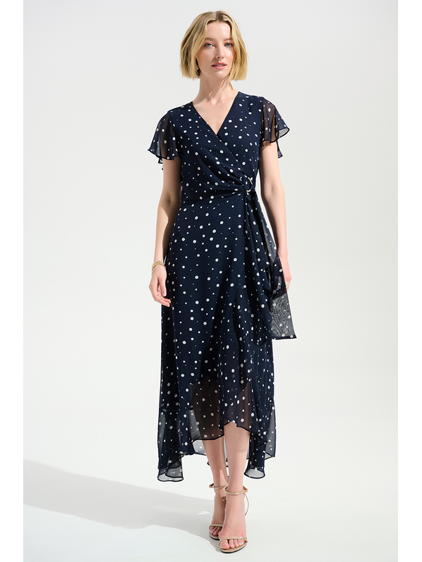 Joseph Ribkoff Signature Chiffon Print Wrap Dress