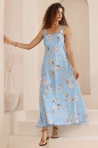 Iris Maxi Floral Scallop Trim Dress