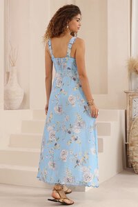 Iris Maxi Floral Scallop Trim Dress