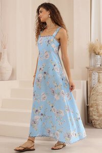 Iris Maxi Floral Scallop Trim Dress