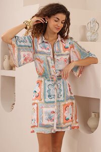 Iris Maxi Under The Sea Print Mini Shirt Dress