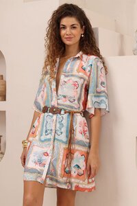 Iris Maxi Under The Sea Print Mini Shirt Dress