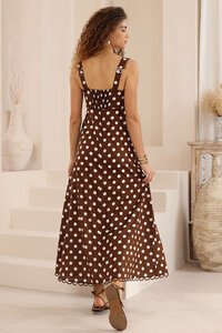 Iris Maxi Scallop Trim Polka Dot Dress