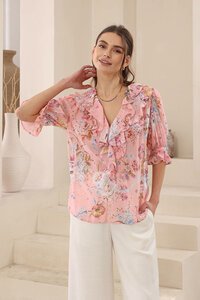 Iris Maxi Blossom Floral Frill Blouse