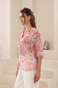 Iris Maxi Blossom Floral Frill Blouse