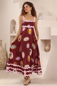 Iris Maxi Ric Rac Print Maxi Dress