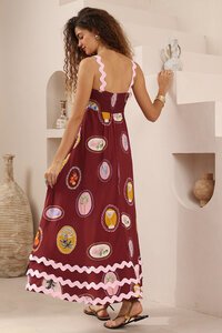 Iris Maxi Ric Rac Print Maxi Dress
