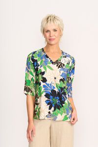 Foil Pintuck Scoop Hem Top