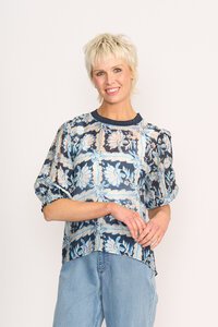 Memo Rib Trim Blouse