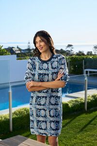 Memo Rib Neck Shirred Cuff Dress