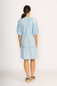 Foil Embroidered Tiered Dress