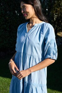 Foil Embroidered Tiered Dress