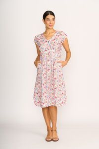 Foil Print Button Front Drop Shoulder Dress