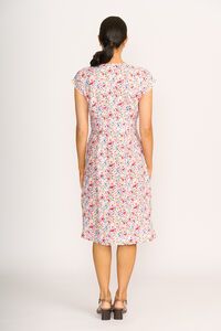 Foil Print Button Front Drop Shoulder Dress